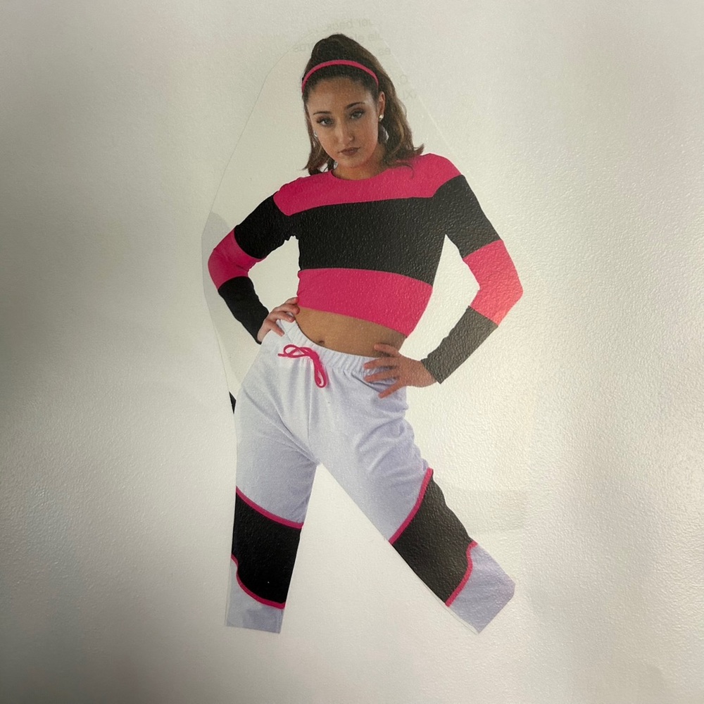 Pink and Black Striped Crop Top and jogger set